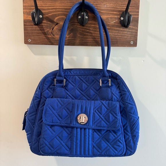 Vera Bradley Handbags - Vera Bradley Brilliant Blue Quilted Turnlock Satchel Bag